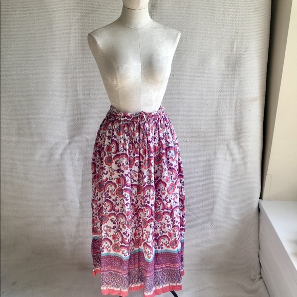 Anokhi Rare Vintage 70s Batik Print Prairie Skirt - Picture 4 of 8